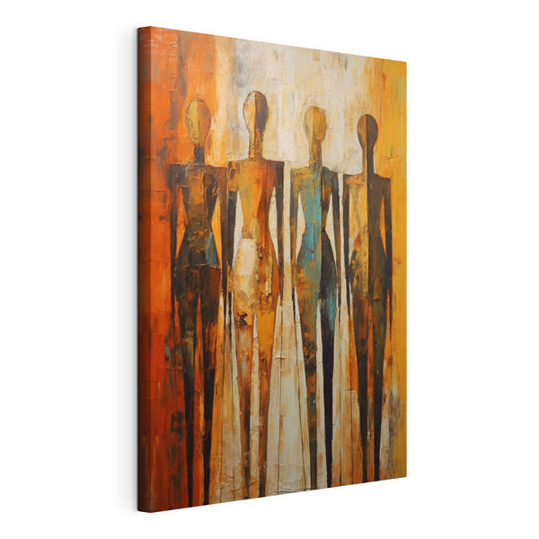 Canvas Schilderijen Een schilderij van een groep mensen