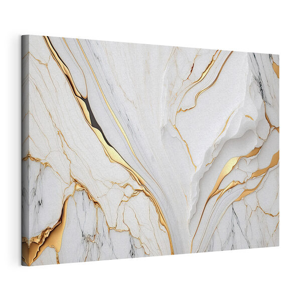 Elegant marmer met amberkleurige wervelingen Canvas Schilderijen Elegant marmer met amberkleurige wervelingen