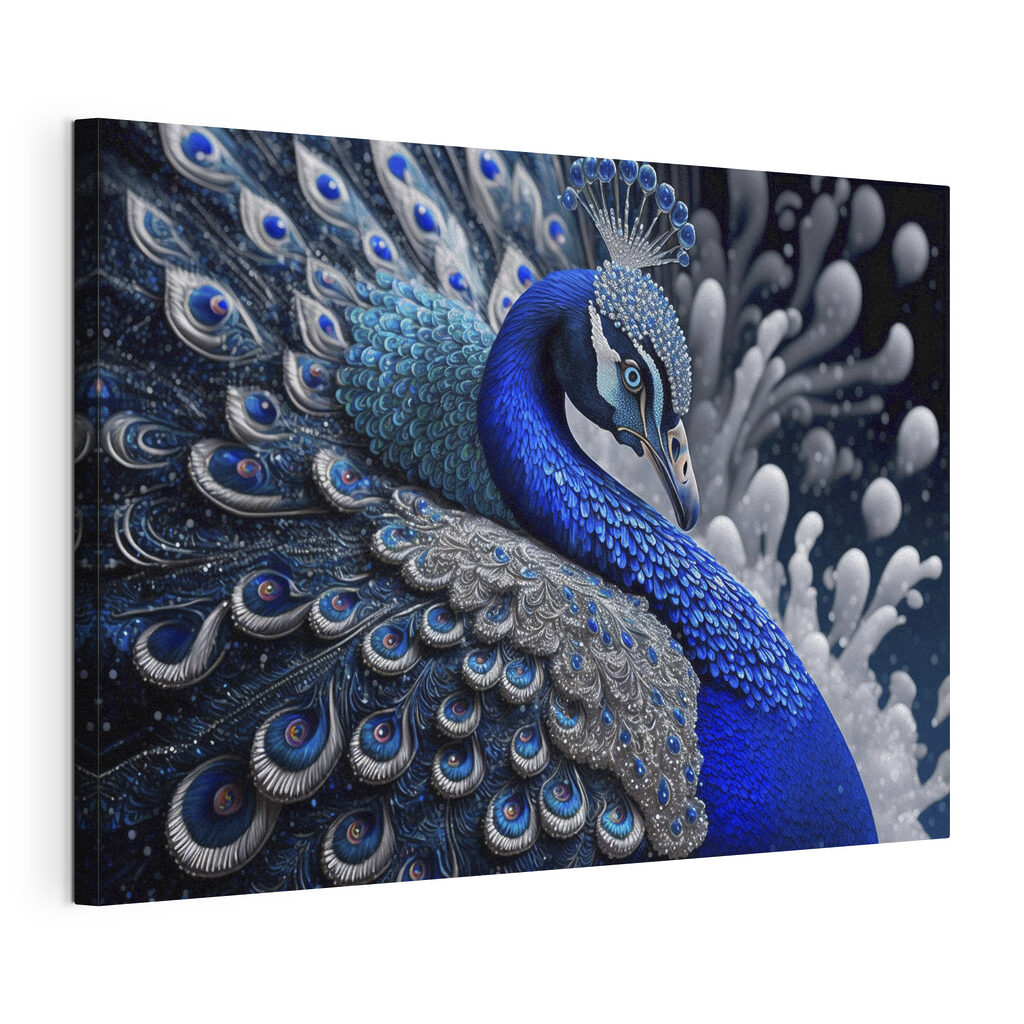 A blue and silver peacock A blue and silver peacock