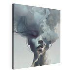 Een vrouw met rook in haar haar Canvas Schilderijen Een vrouw met rook in haar haar