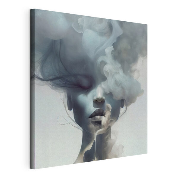 Canvas Schilderijen Een vrouw met rook in haar haar