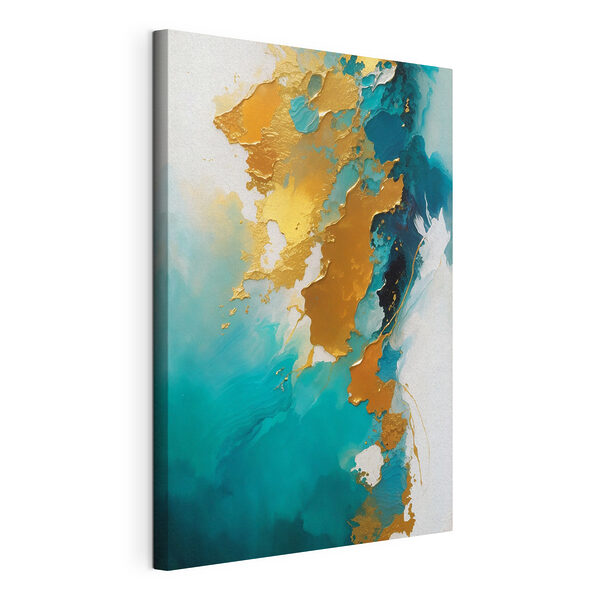 Canvas Schilderijen Abstracte kunst met levendige groenblauwe tinten