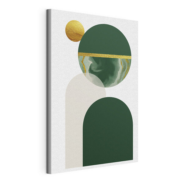 Ronde harmonie in groen en beige Canvas Schilderijen Ronde harmonie in groen en beige