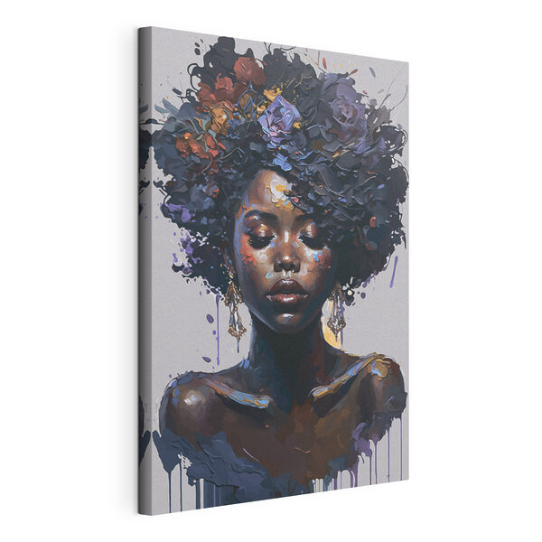 Een vrouw met bloemen in haar haar Canvas Schilderijen Een vrouw met bloemen in haar haar