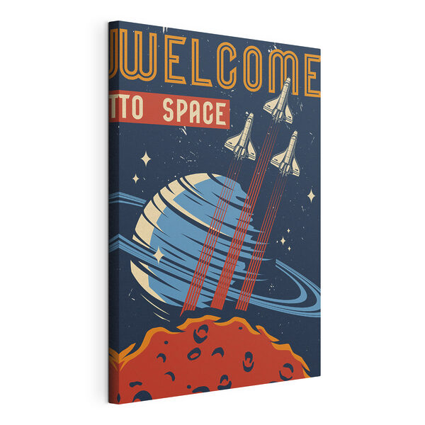 Canvas Schilderijen Een poster met vliegende spaceshuttles in de lucht