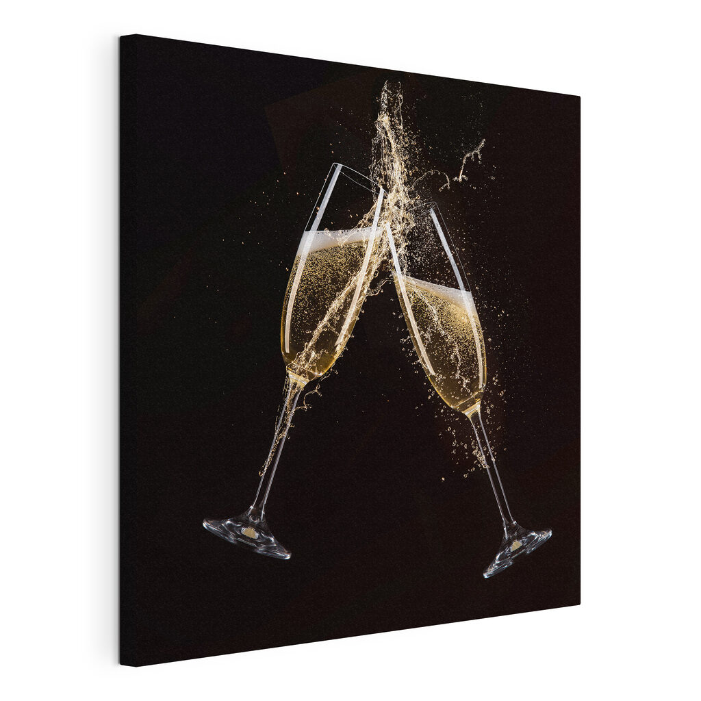 Two glasses of champagne with splashing liquid