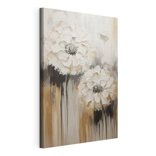 Een schilderij van witte bloemen Canvas Schilderijen Een schilderij van witte bloemen