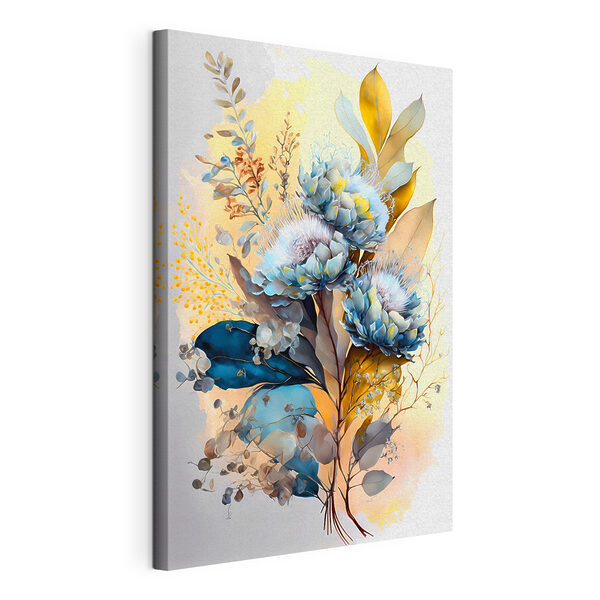 Canvas Schilderijen Een schilderij van bloemen en bladeren (Artikelnummer: s37550) Canvas Schilderijen Canvas Schilderijen Een schilderij van bloemen en bladeren (Artikelnummer: s37550)