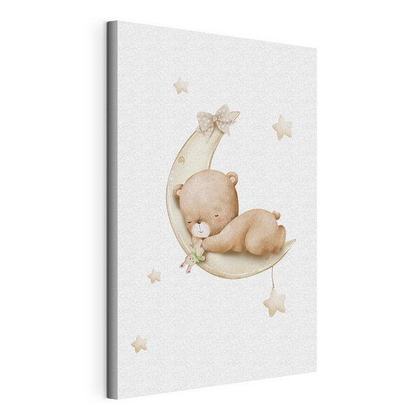 Een teddybeer op de maan Canvas Schilderijen Een teddybeer op de maan