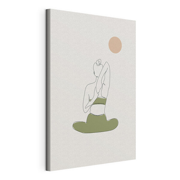 Een vrouw in yogahouding Canvas Schilderijen Een vrouw in yogahouding