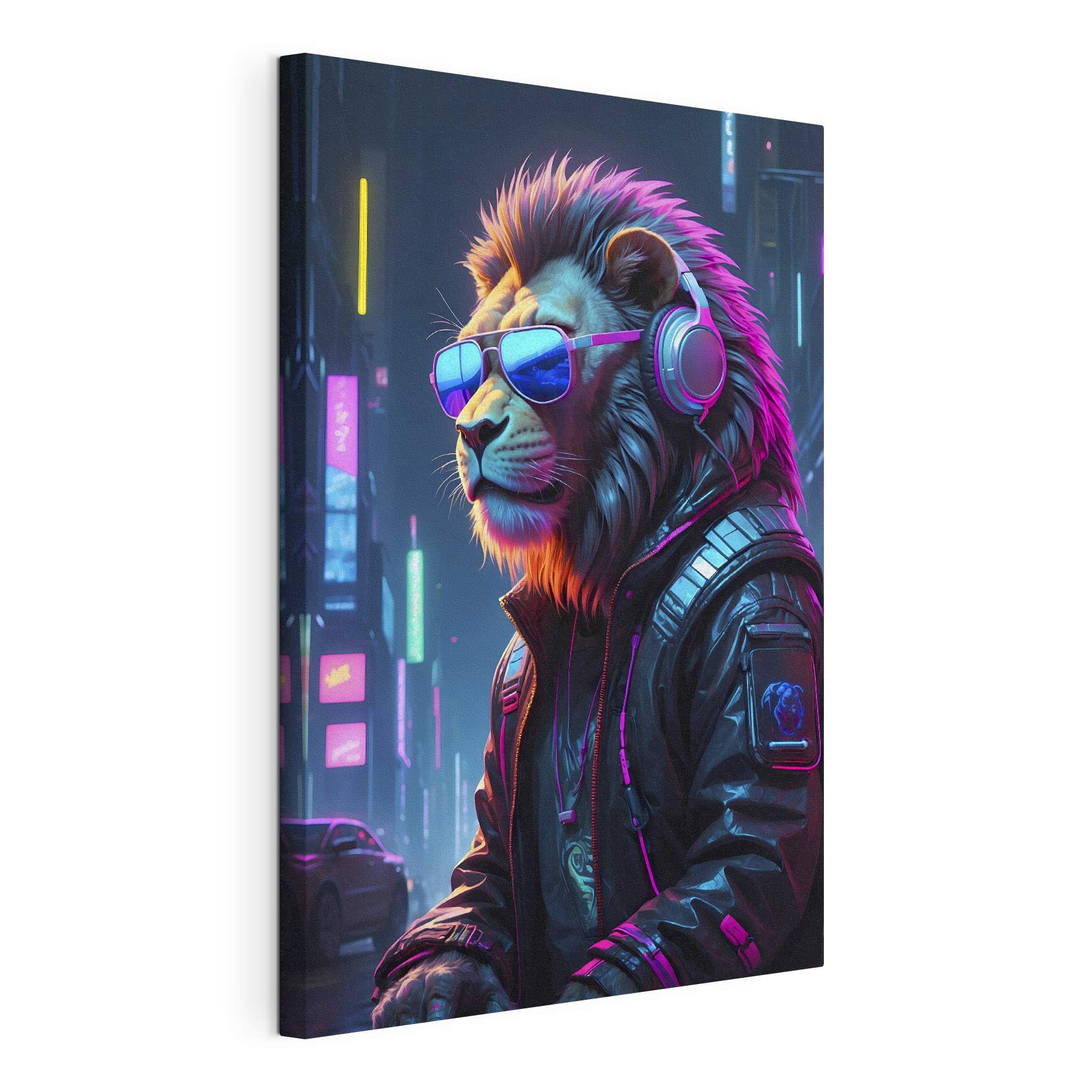 A lion wearing sunglasses and headphones A lion wearing sunglasses and headphones