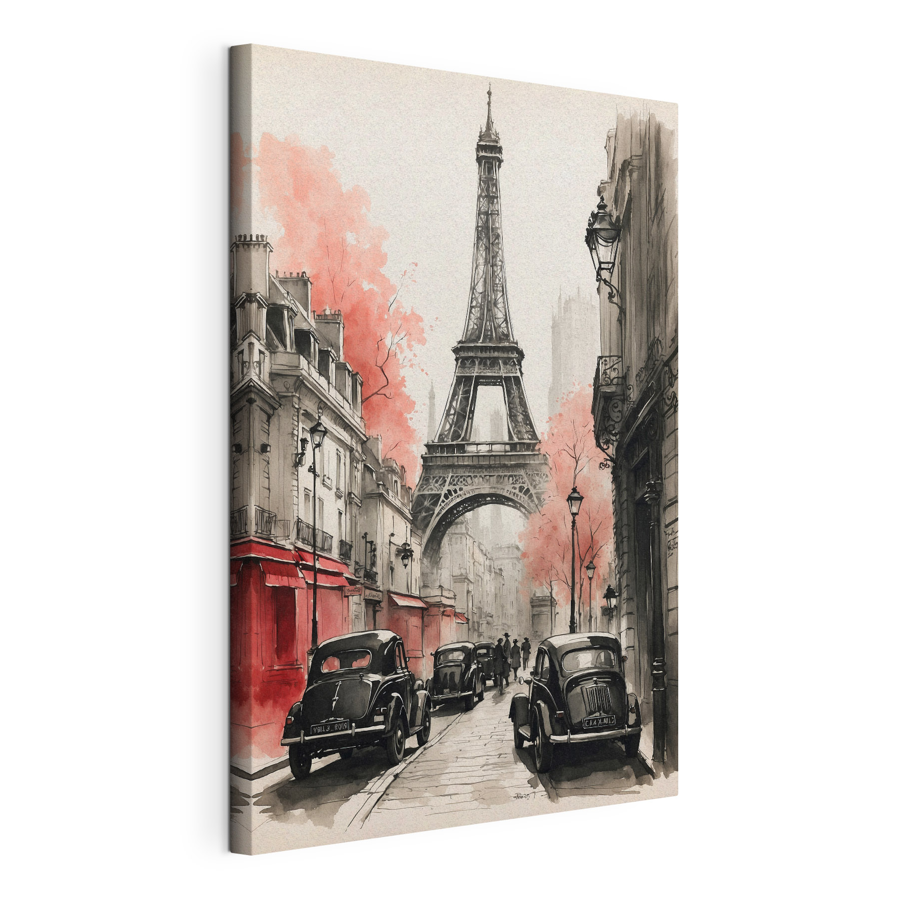 A street with cars and a tower