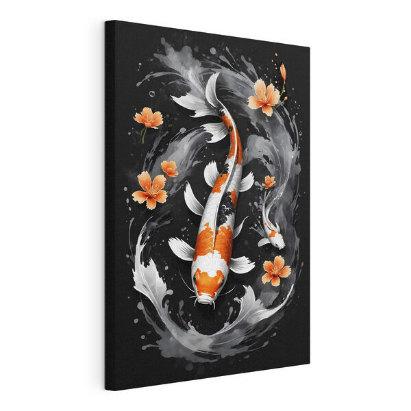 Canvas Schilderijen Een vis met bloemen en water