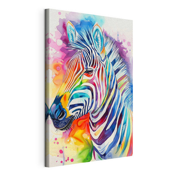 Canvas Schilderijen Een kleurrijke zebra met regenboogkleuren (Artikelnummer: s38379) Canvas Schilderijen Canvas Schilderijen Een kleurrijke zebra met regenboogkleuren (Artikelnummer: s38379)