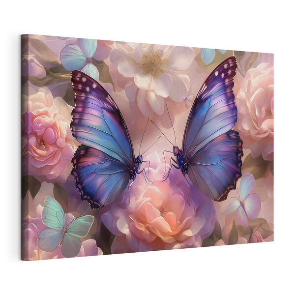 Twee vlinders op een bloem Canvas Schilderijen Twee vlinders op een bloem