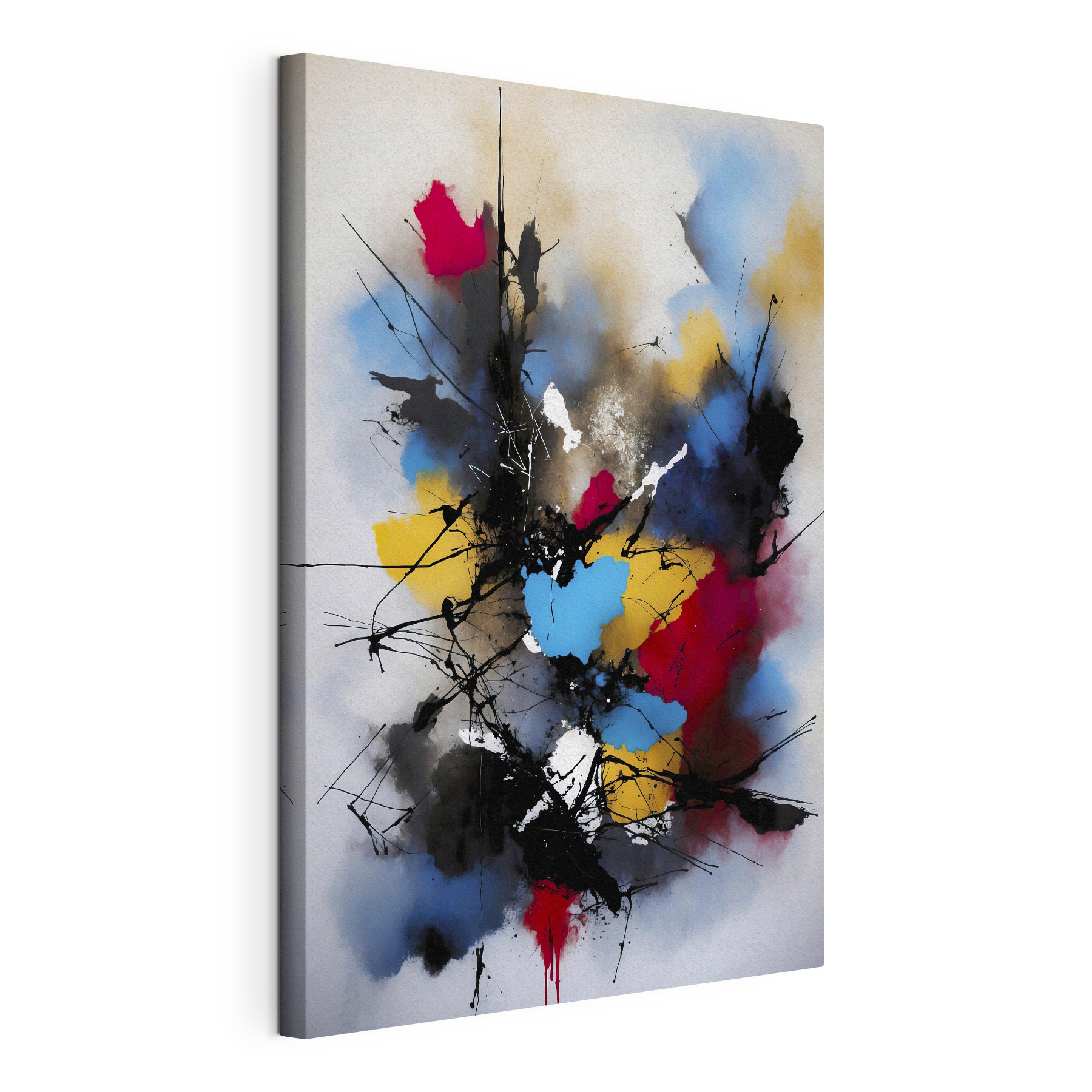 A painting of colorful paint splatters