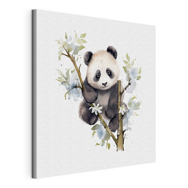 A panda bear on a tree branch A panda bear on a tree branch