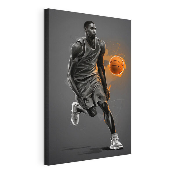 Canvas Schilderijen Een basketbalspeler met een bal