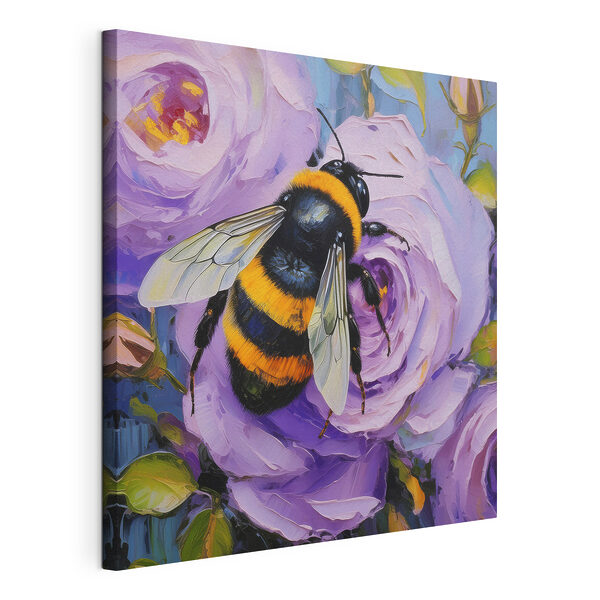 Canvas Schilderijen Een bij op een bloem