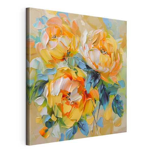 Schilderij van bloemen op een doek Canvas Schilderijen Schilderij van bloemen op een doek