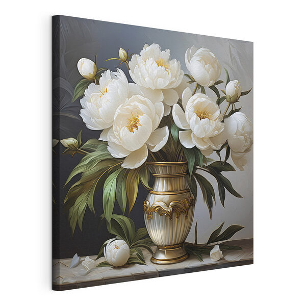 Canvas Schilderijen Schilderij van bloemen in een vaas