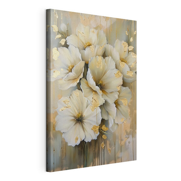 Canvas Schilderijen Elegante bloemen met metallic details