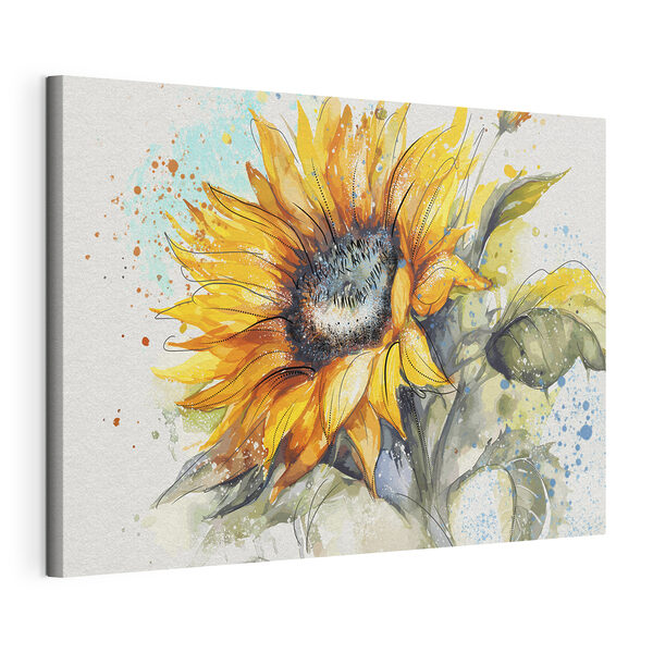 Canvas Schilderijen Schilderij van een zonnebloem