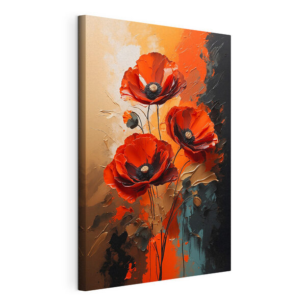 Schilderij van rode bloemen Canvas Schilderijen Schilderij van rode bloemen