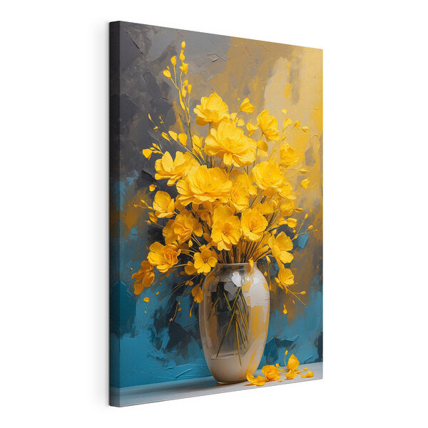 Vaas met gele bloemen Canvas Schilderijen Vaas met gele bloemen