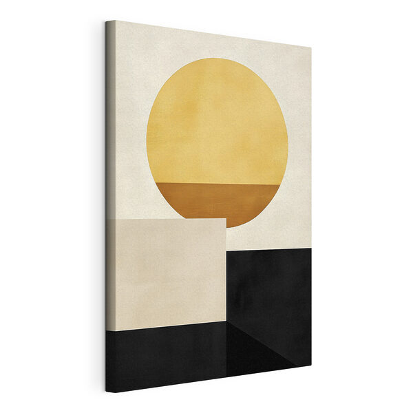 Canvas Schilderijen Gele cirkel en zwarte vierkantjes (Artikelnummer: s39896) Canvas Schilderijen Canvas Schilderijen Gele cirkel en zwarte vierkantjes (Artikelnummer: s39896)