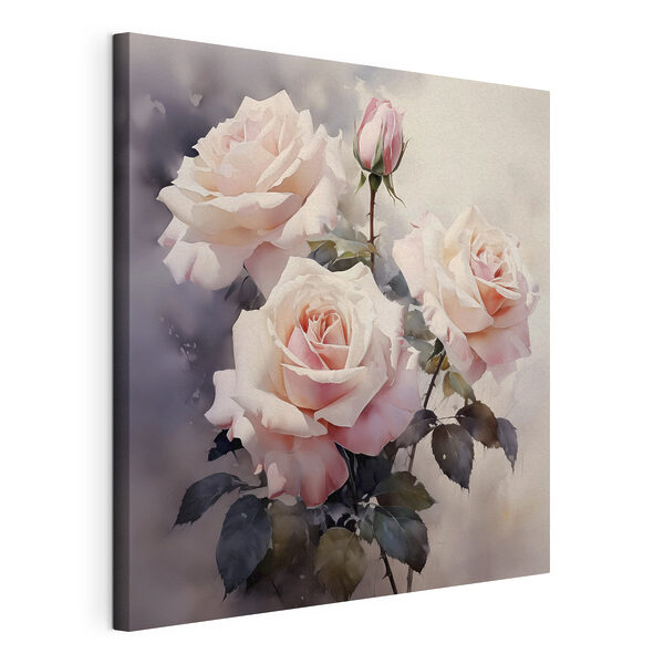 Canvas Schilderijen Groep roze rozen