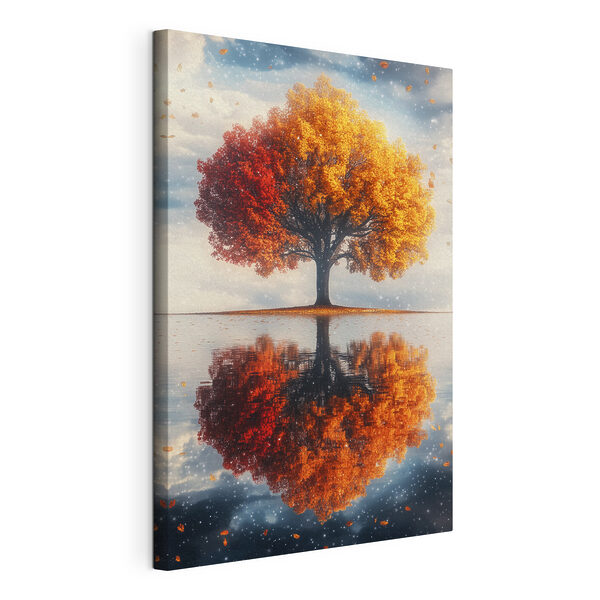 Boom met oranje bladeren Canvas Schilderijen Boom met oranje bladeren