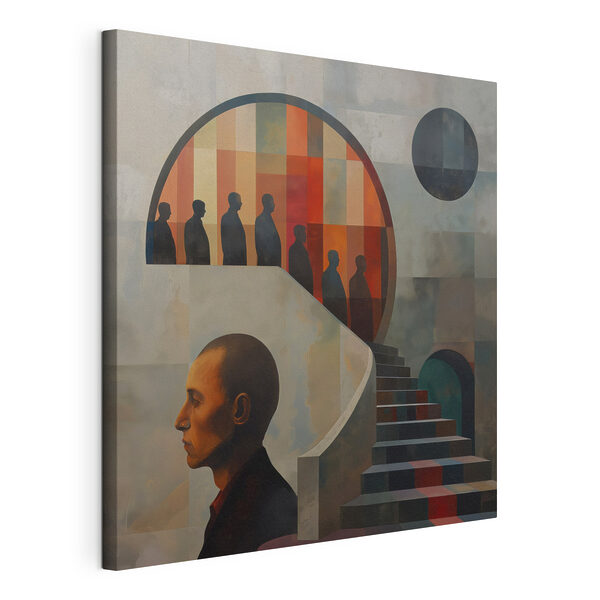 Schilderij van een man op een muur Canvas Schilderijen Schilderij van een man op een muur