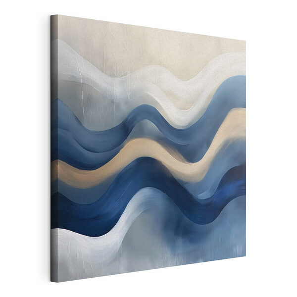 Blauwe en witte golvende lijnen Canvas Schilderijen Blauwe en witte golvende lijnen