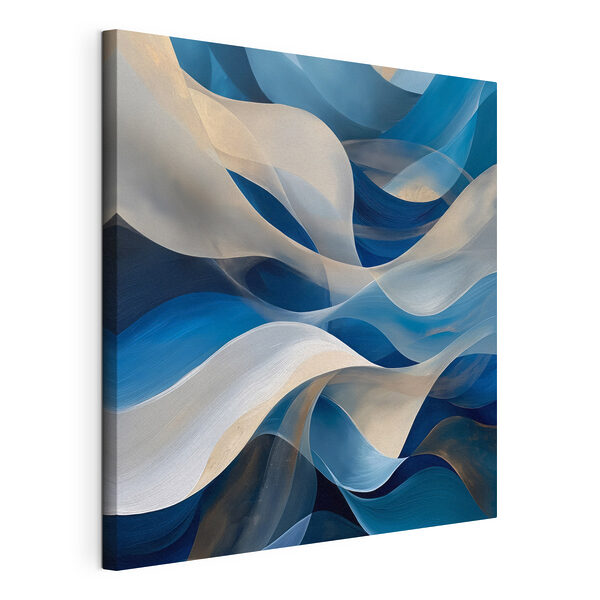 Blauwe en witte golvende lijnen Canvas Schilderijen Blauwe en witte golvende lijnen