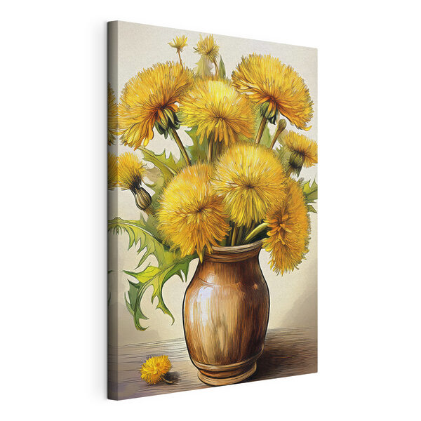 Gele bloemen in een vaas Canvas Schilderijen Gele bloemen in een vaas