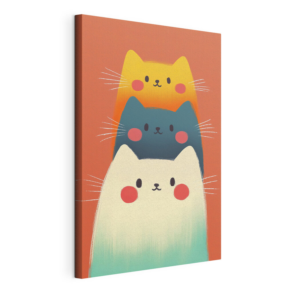 Group of cats on a pink background Group of cats on a pink background