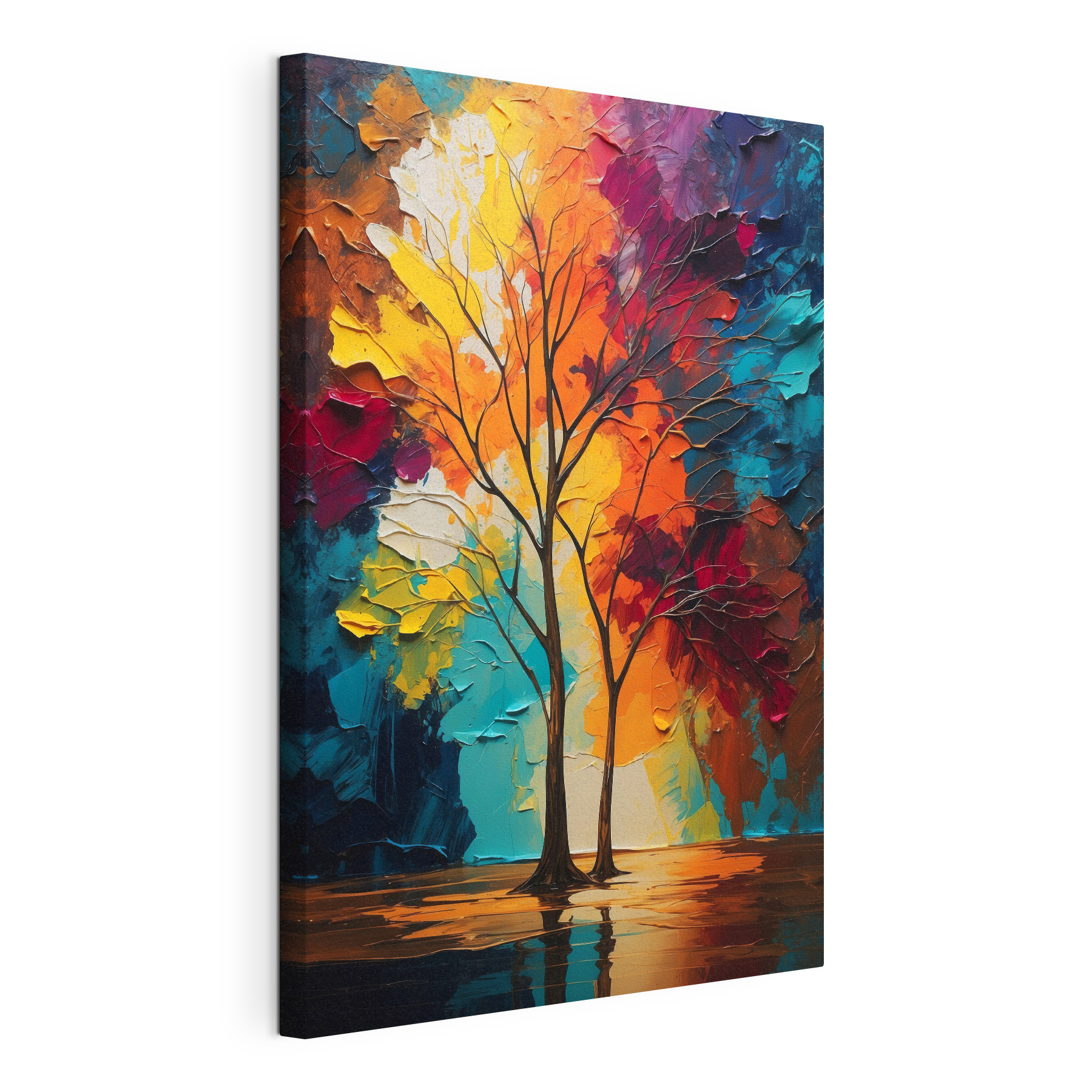 Painting of trees with colorful leaves Painting of trees with colorful leaves