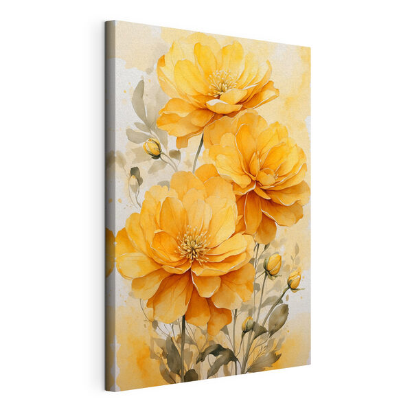 Canvas Schilderijen Schilderij van oranje bloemen