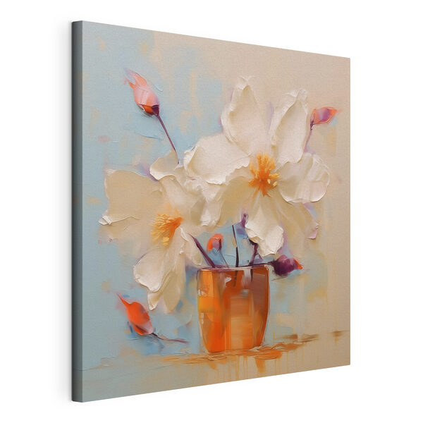 Schilderij van bloemen in een vaas Canvas Schilderijen Schilderij van bloemen in een vaas