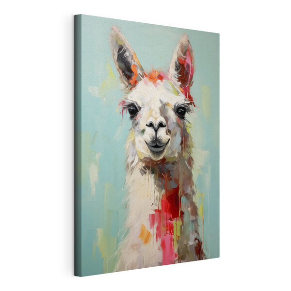 Schilderij van een lama Canvas Schilderijen Schilderij van een lama
