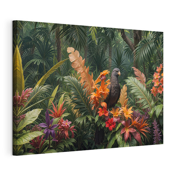 Vogel zittend op een bloem Canvas Schilderijen Vogel zittend op een bloem