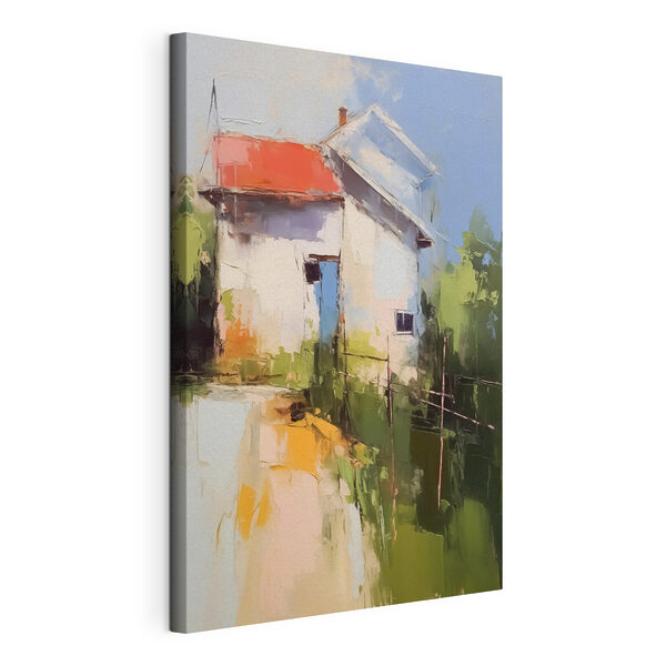 Canvas Schilderijen Schilderen van een huis