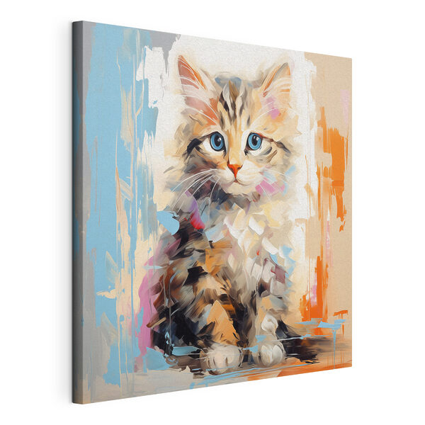 Canvas Schilderijen Kat met blauwe ogen