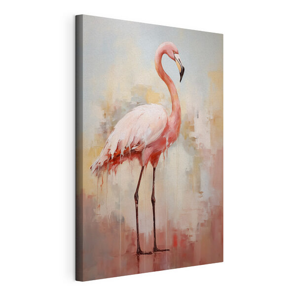 Schilderij van een roze flamingo Canvas Schilderijen Schilderij van een roze flamingo