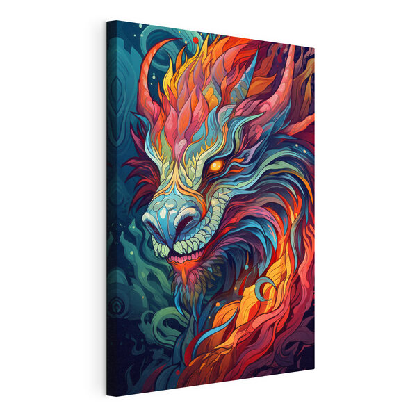 Canvas Schilderijen Kleurrijke kunst van een draak