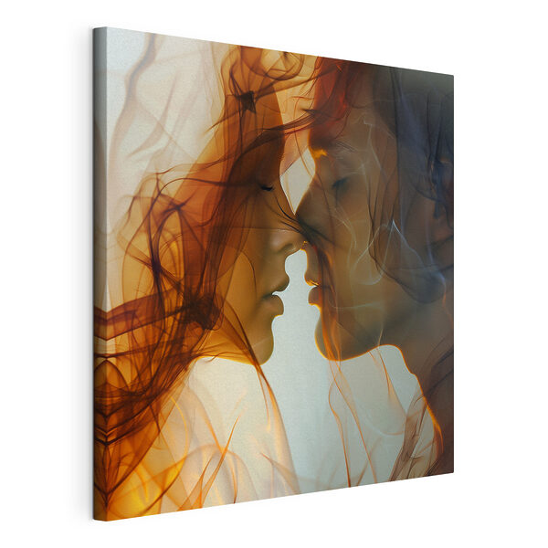 Canvas Schilderijen Man en vrouw met rook