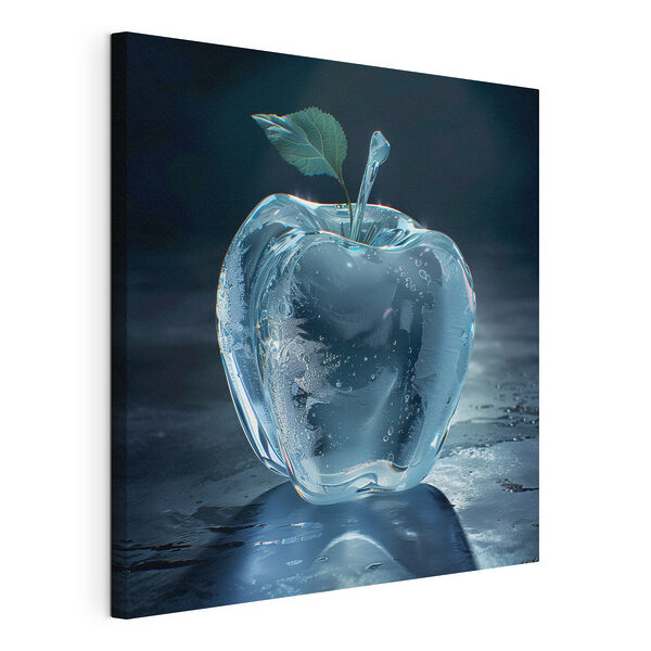 Canvas Schilderijen Een appelvormig ijs met een blad