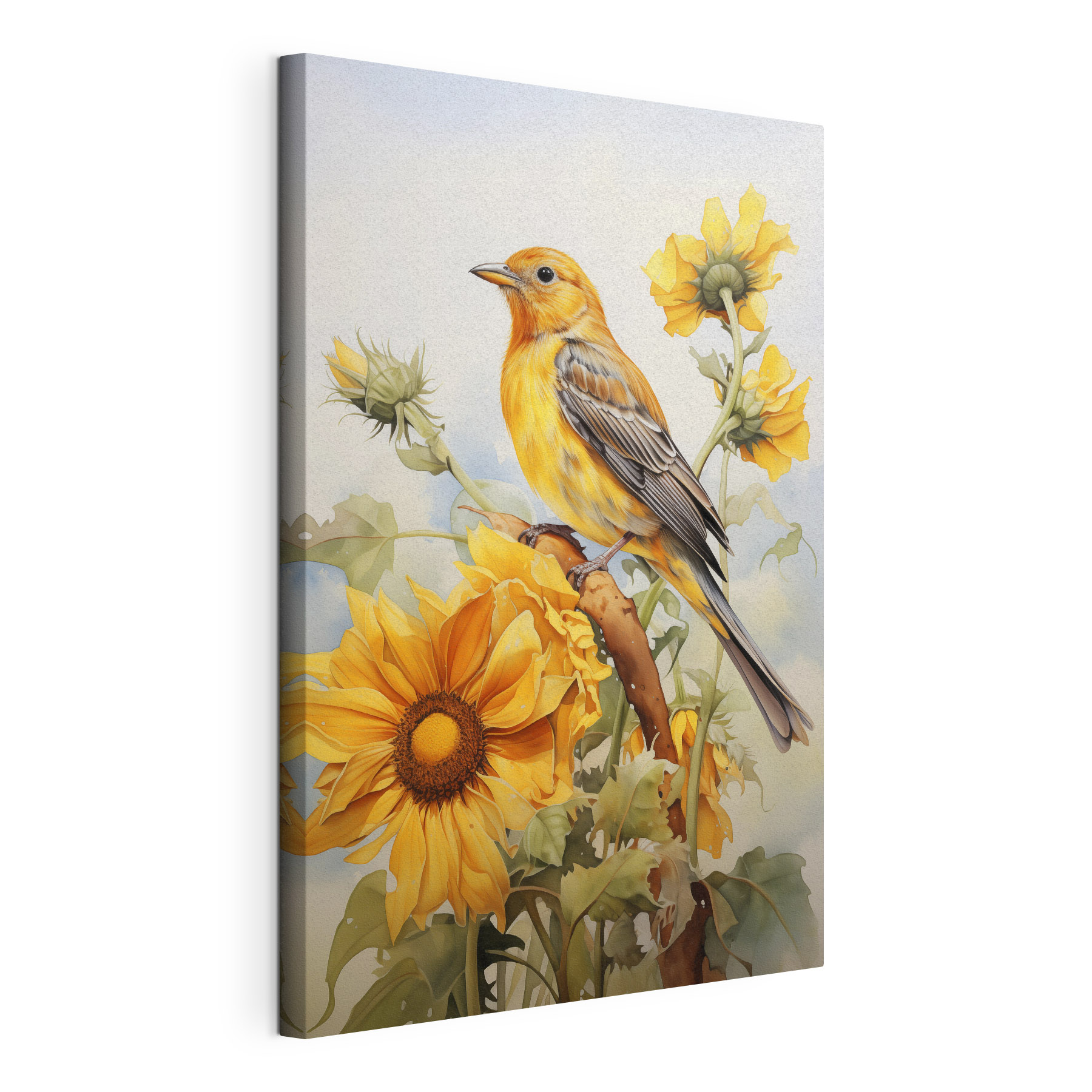 Bird on a branch with flowers Bird on a branch with flowers