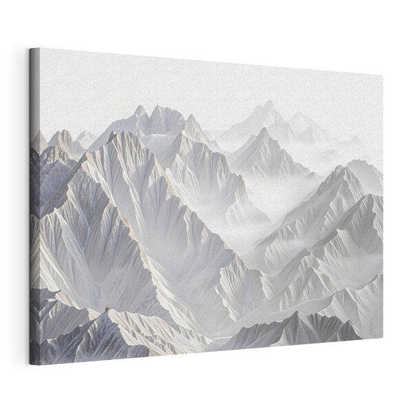 Besneeuwde bergketen met wolken Canvas Schilderijen Besneeuwde bergketen met wolken